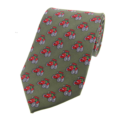 Soprano Red Tractor Silk Tie - Country Green